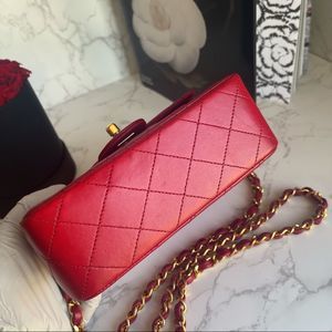 CHANEL, Bags, Chanel Vintage Cc Red Classic Flap Quilted Mini Square  Matelasse Bag